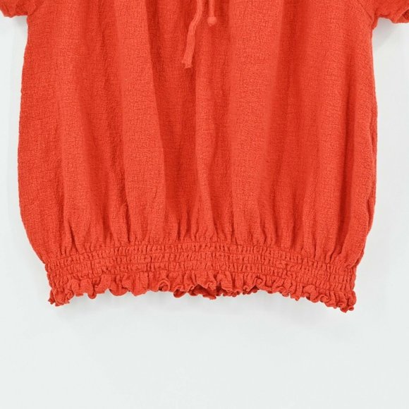 MADEWELL Texture & Thread Womens Sz S Orange Drawstring Top Textured Cropped Fit - Picture 4 of 9